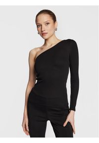 Calvin Klein Bluzka Q-Nova One Shoulder K20K205044 Czarny Slim Fit. Kolor: czarny. Materiał: syntetyk