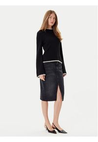 Marella Spódnica jeansowa 2523106054200 Czarny Regular Fit. Kolor: czarny. Materiał: bawełna