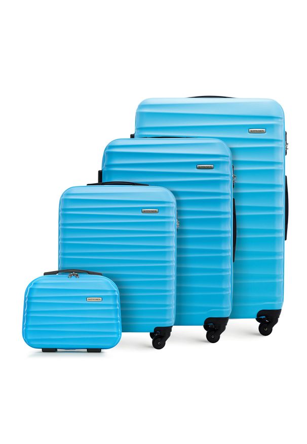Wittchen - Komplet walizek z ABS-u z żebrowaniem niebieski. Kolor: niebieski. Materiał: guma. Styl: elegancki