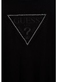 Guess sweter dziecięcy kolor czarny lekki. Okazja: na co dzień. Kolor: czarny. Materiał: materiał, dzianina, wiskoza. Wzór: aplikacja. Styl: casual #2