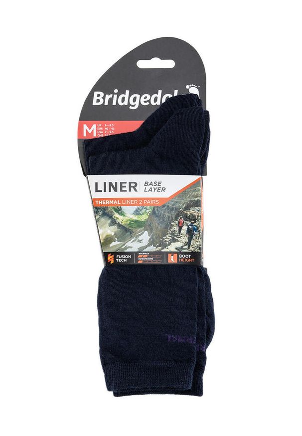 BRIDGEDALE - Skarpety do turystyki męskie Bridgedale Base Layer Thermal Liner Boot 2 pary. Kolor: niebieski