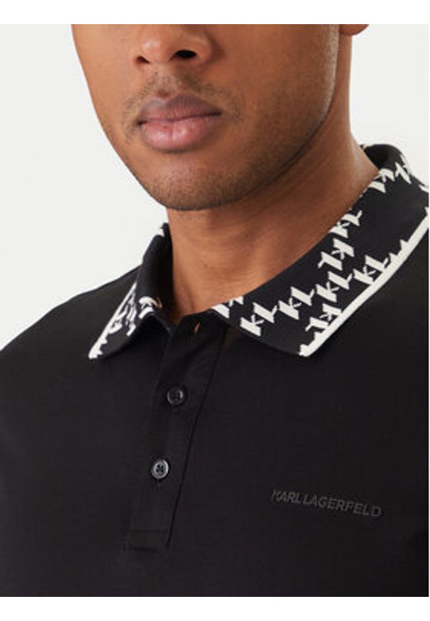 Karl Lagerfeld - KARL LAGERFELD Polo 745010 562200 Czarny Regular Fit. Typ kołnierza: polo. Kolor: czarny. Materiał: bawełna