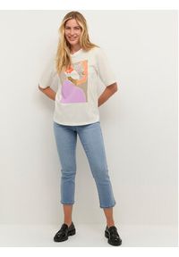 Kaffe T-Shirt KAbloom 10507308 Biały Loose Fit. Kolor: biały. Materiał: bawełna