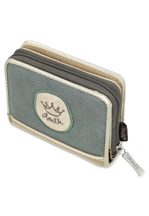 Brązowa Mała Portmonetka Damska Anekke Real. Kolor: brązowy. Materiał: materiał. Wzór: aplikacja, haft