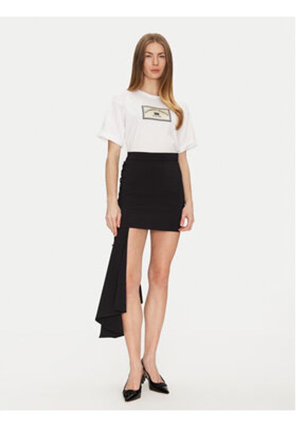 Elisabetta Franchi T-Shirt MA-035-51E2-V170 Biały Regular Fit. Kolor: biały. Materiał: bawełna