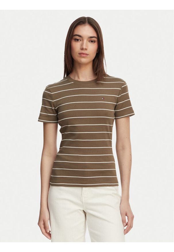 TOMMY HILFIGER - Tommy Hilfiger T-Shirt New Cody WW0WW40587 Brązowy Slim Fit. Kolor: brązowy. Materiał: bawełna