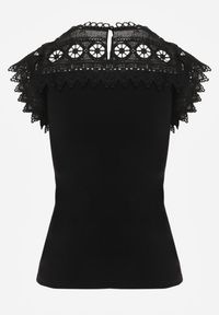 Renee - Czarny Bawełniany Top z Koronkowymi Wstawkami Lirumina. Okazja: na co dzień. Kolor: czarny. Materiał: bawełna, koronka. Styl: elegancki, casual #6