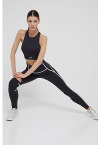 Reebok legginsy treningowe Lux Colorblock damskie kolor czarny wzorzyste. Kolor: czarny. Materiał: materiał, skóra