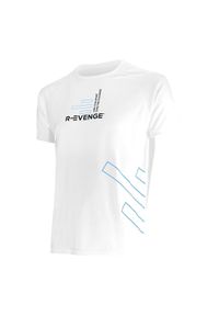 R-EVENGE - Męska koszulka z krótkim rękawem Fitness Running Cardio T-shirt White. Kolor: biały. Materiał: poliester. Długość rękawa: krótki rękaw. Długość: krótkie. Sport: bieganie, fitness