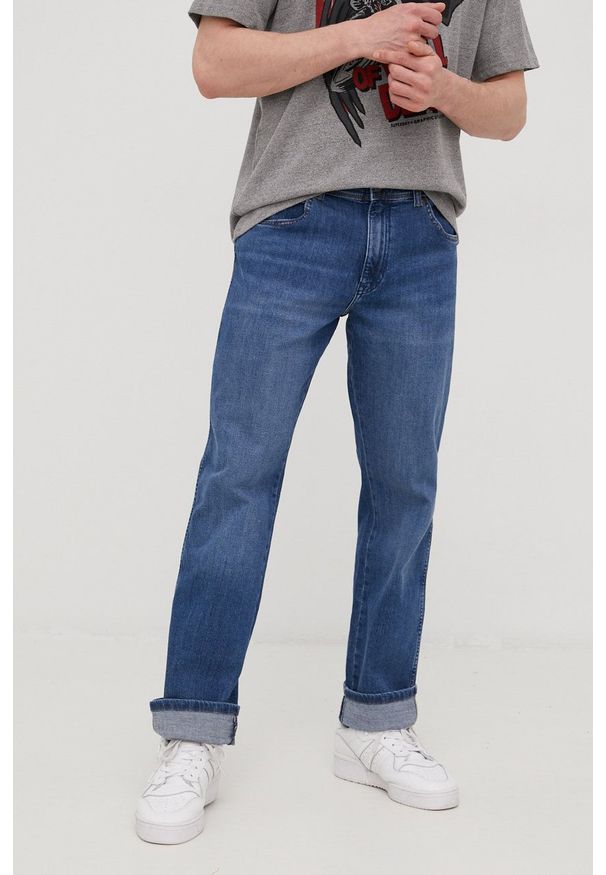 Wrangler jeansy TEXAS SPOTLITE męskie. Kolor: niebieski