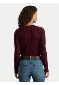 Lauren Ralph Lauren - LAUREN RALPH LAUREN Sweter 200932223015 Bordowy Slim Fit. Kolor: czerwony. Materiał: bawełna #3
