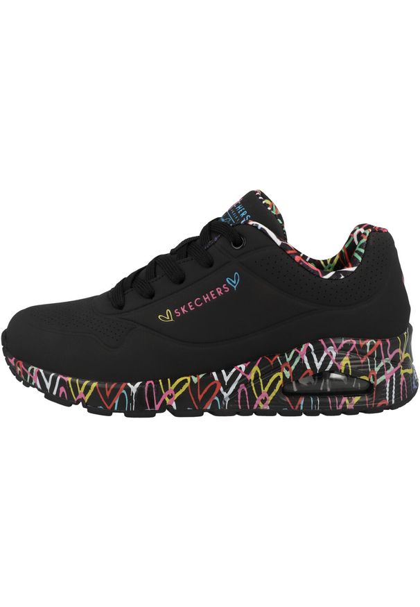 skechers - Buty do chodzenia damskie Skechers Uno Loving Love. Zapięcie: sznurówki. Kolor: czarny. Materiał: syntetyk, materiał. Szerokość cholewki: normalna. Sport: turystyka piesza