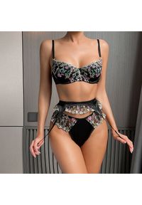 Intica - Komplet bielizny z wyszywanymi detalami Gesche. Kolor: czarny. Materiał: tkanina #6