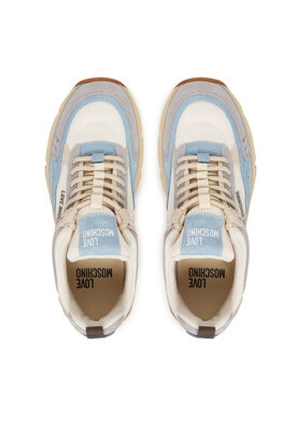 Love Moschino - LOVE MOSCHINO Sneakersy JA15426G1OIQ511B Błękitny. Kolor: niebieski. Materiał: skóra