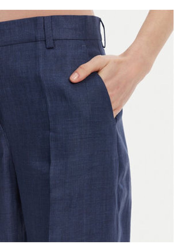 Weekend Max Mara Spodnie materiałowe Malizia 2515131052 Granatowy Regular Fit. Kolor: niebieski. Materiał: len