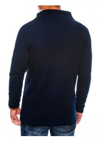 Ombre Clothing - Bluza męska rozpinana bez kaptura B310 - granatowa - L. Typ kołnierza: bez kaptura. Kolor: niebieski. Materiał: bawełna, poliester, dzianina. Styl: młodzieżowy #5