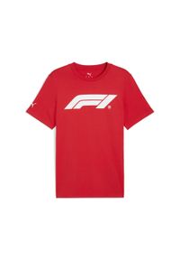 Puma - Męska koszulka F1® Essentials z logo PUMA. Kolor: czerwony. Wzór: nadruk