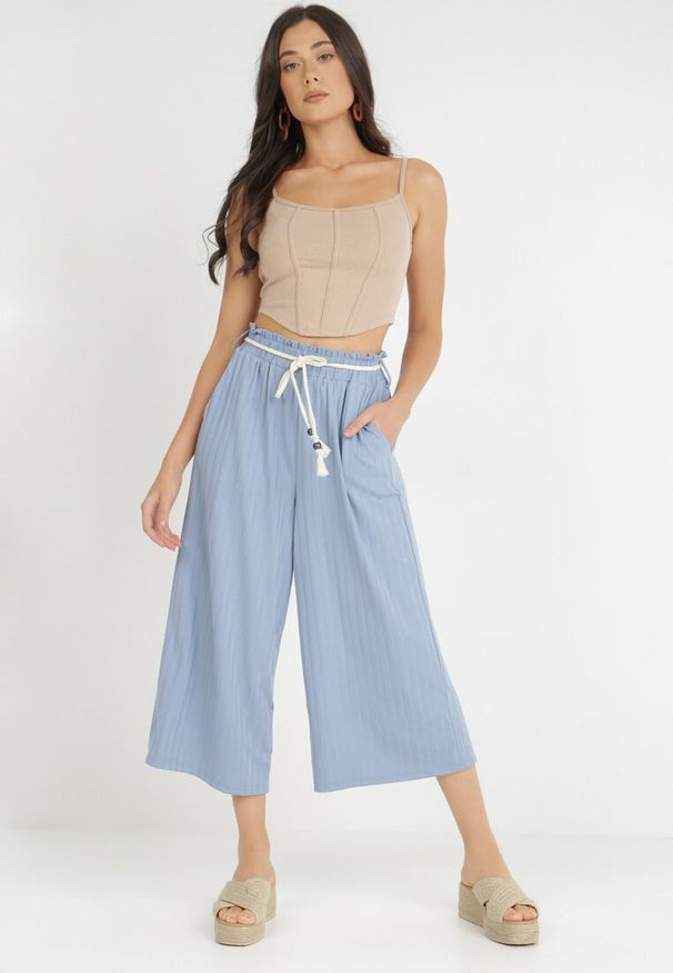 Born2be - Niebieskie Spodnie Kasis. Kolor: niebieski. Wzór: jednolity. Styl: elegancki