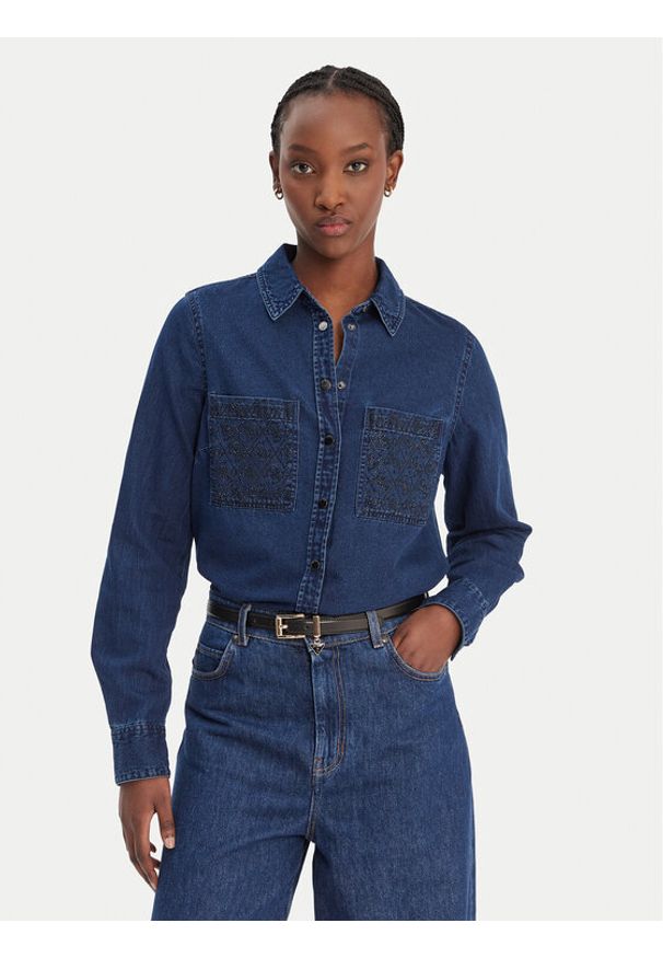 Guess Koszula jeansowa W6RH82 D6841 Granatowy Regular Fit. Kolor: niebieski. Materiał: bawełna