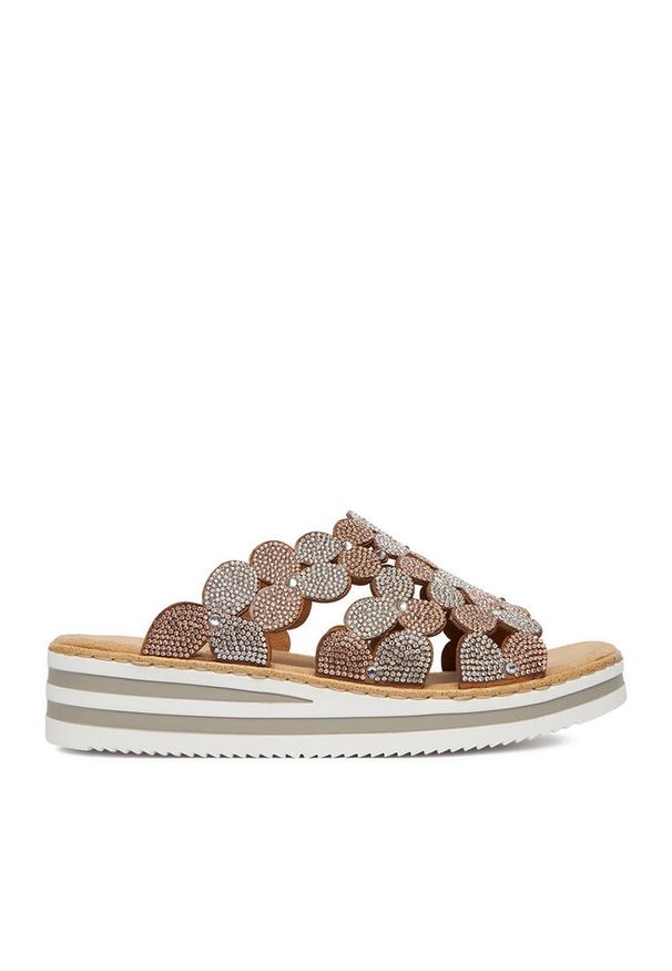 Klapki Rieker. Kolor: złoty