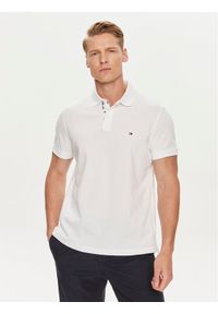 TOMMY HILFIGER - Tommy Hilfiger Polo Palm Under Collar MW0MW34738 Biały Regular Fit. Typ kołnierza: polo. Kolor: biały. Materiał: bawełna #1