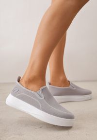 Born2be - Szare Siateczkowe Tenisówki pod Kostkę na Grubej Podeszwie Phisiane. Okazja: na co dzień, na spacer. Kolor: szary. Materiał: jeans. Szerokość cholewki: normalna. Styl: sportowy, klasyczny, casual #9