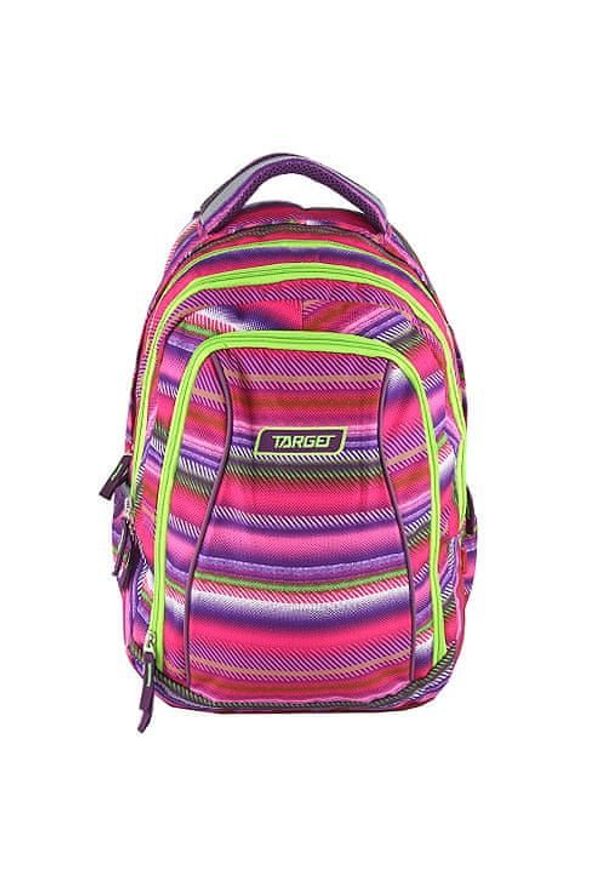 Target Plecak szkolny 2w1 , Kolorowe paski, różowo - zielony. Kolor: różowy, wielokolorowy, zielony. Wzór: paski, kolorowy