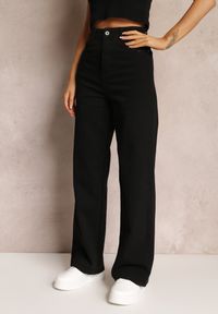 Renee - Czarne Jeansy Szerokie Phririope. Okazja: na co dzień. Stan: podwyższony. Kolor: czarny. Wzór: aplikacja. Styl: elegancki, casual #3