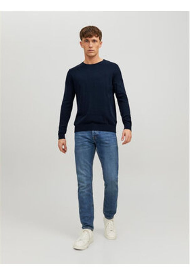 Jack & Jones - Jack&Jones Sweter Emil 12208364 Granatowy Regular Fit. Kolor: niebieski. Materiał: bawełna