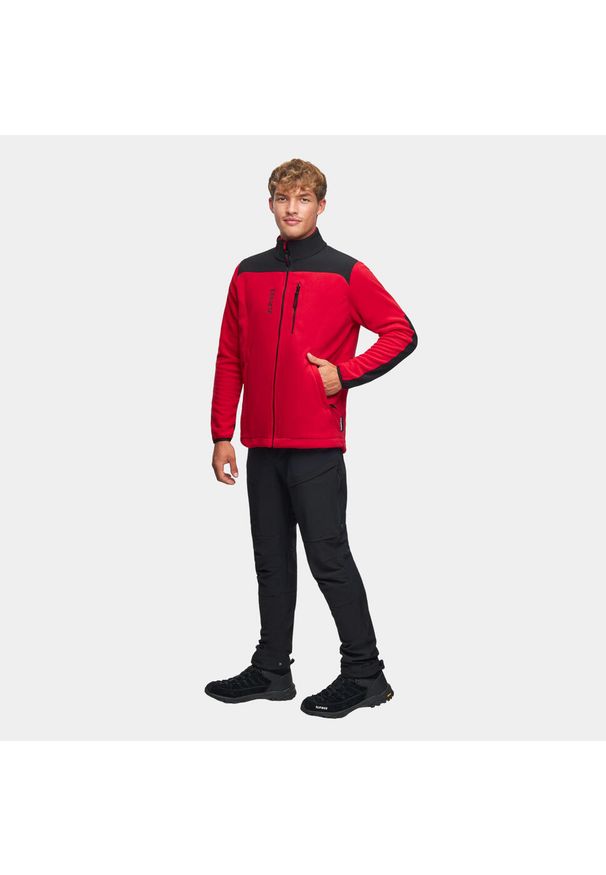 Bluza polarowa turystyczna Alpinus Caen 200. Kolor: czerwony, czarny, wielokolorowy. Materiał: poliester