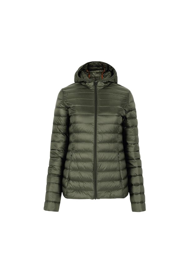 Jott - Damska kurtka z kapturem JOTT Nico Noos. Typ kołnierza: kaptur. Kolor: zielony. Materiał: tkanina, puch. Sezon: zima. Sport: narciarstwo