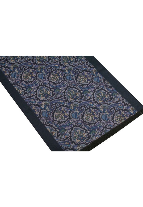 Elegancki Szalik Bawełniany - Alties - Granat z Orientalnym Wzorem. Kolor: niebieski. Materiał: bawełna. Sezon: jesień, zima. Styl: elegancki
