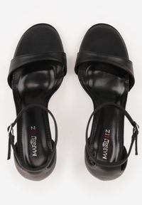 Born2be - Czarne Sandały na Szpilce z Cienkim Paskiem Nealia. Okazja: na co dzień. Zapięcie: pasek. Kolor: czarny. Materiał: jeans. Obcas: na szpilce. Styl: casual, klasyczny #8