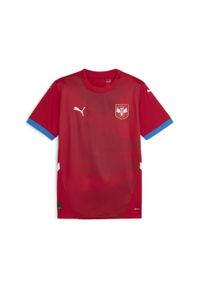 Puma - Męska koszulka domowa reprezentacji Serbii w piłce nożnej 2024 PUMA. Kolor: czerwony, niebieski, wielokolorowy. Sport: piłka nożna