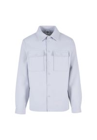 Urban Classics - Męska Gładka Koszulka Typu Overshirt. Kolor: szary. Wzór: gładki