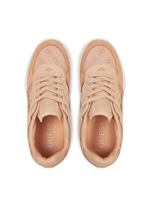 Guess Sneakersy FLPR2D FAL12 Beżowy. Kolor: beżowy. Materiał: skóra