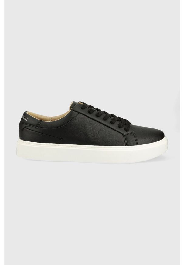 Calvin Klein sneakersy kolor czarny. Nosek buta: okrągły. Zapięcie: sznurówki. Kolor: czarny. Materiał: skóra, guma