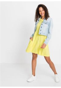 Sukienka shirtowa z kieszeniami bonprix jasna limonka. Kolor: żółty. Długość: mini #5