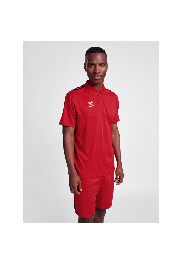Koszulka sportowa Hummel Authentic Functional Polo. Typ kołnierza: polo. Kolor: czerwony, różowy, wielokolorowy. Styl: sportowy