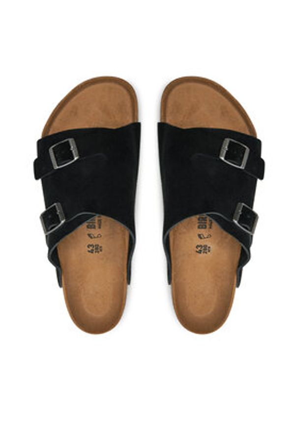 Birkenstock Klapki Zürich 1025045 Czarny. Kolor: czarny. Materiał: skóra