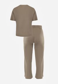 Born2be - Zielony Komplet Bawełniany o Fasonie Oversize T-shirt i Spodnie Azilane. Kolor: zielony. Materiał: bawełna #2