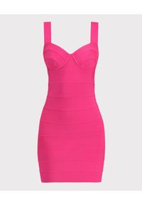 HERVE LEGER - Bandażowa sukienka w kolorze różowym. Kolor: różowy, wielokolorowy, fioletowy. Materiał: tkanina. Długość rękawa: na ramiączkach. Długość: mini #2