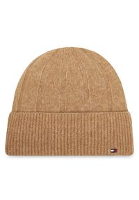 TOMMY HILFIGER - Tommy Hilfiger Czapka Th Flag Fluffy AW0AW17779 Beżowy. Kolor: beżowy. Materiał: poliester #1