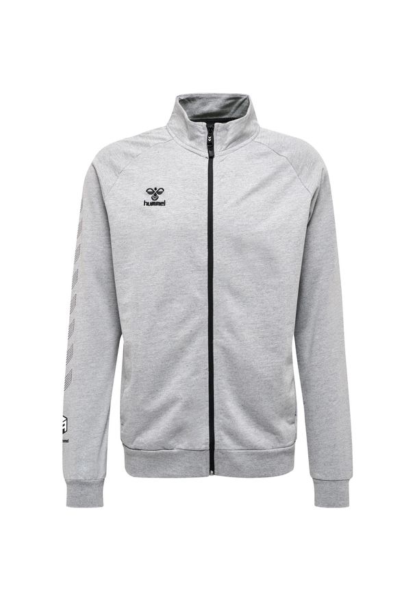 Zapinana na zamek bawełniana bluza dresowa Hummel Move Grid. Kolor: szary. Materiał: bawełna, dresówka. Sport: piłka nożna