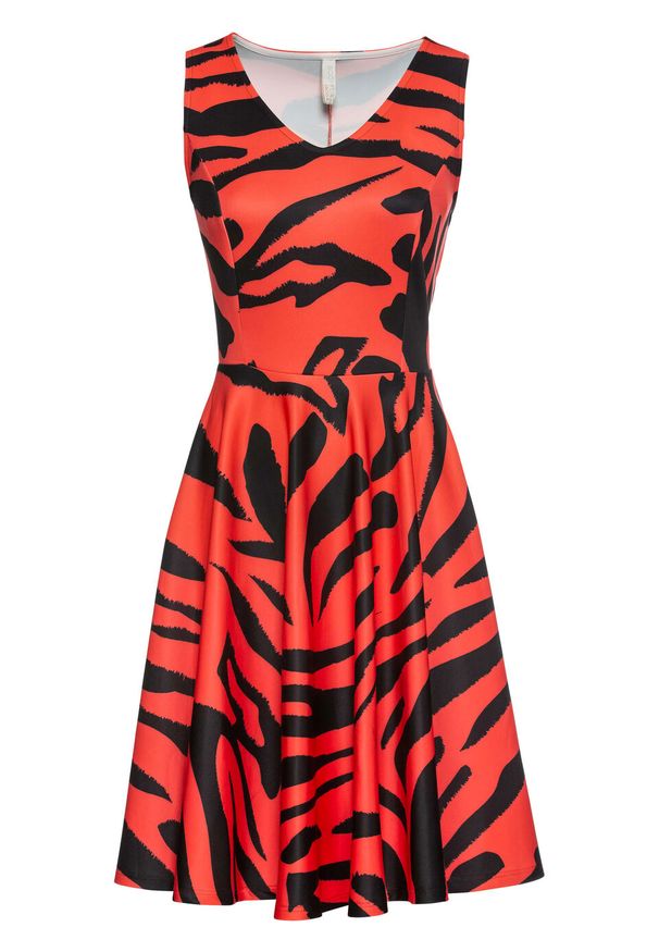 Sukienka w tygrysie cętki bonprix pomarańczowo-czarny. Kolor: pomarańczowy