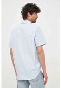 Lacoste koszula bawełniana męska kolor niebieski regular z kołnierzykiem button-down. Typ kołnierza: button down. Kolor: niebieski. Materiał: bawełna. Długość rękawa: krótki rękaw. Długość: krótkie #3