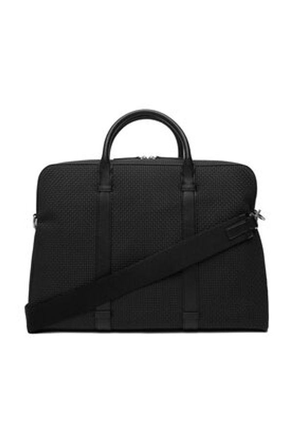 Calvin Klein Torba na laptopa Embossed Woven Commuter LV04D3207G Czarny. Kolor: czarny. Materiał: skóra