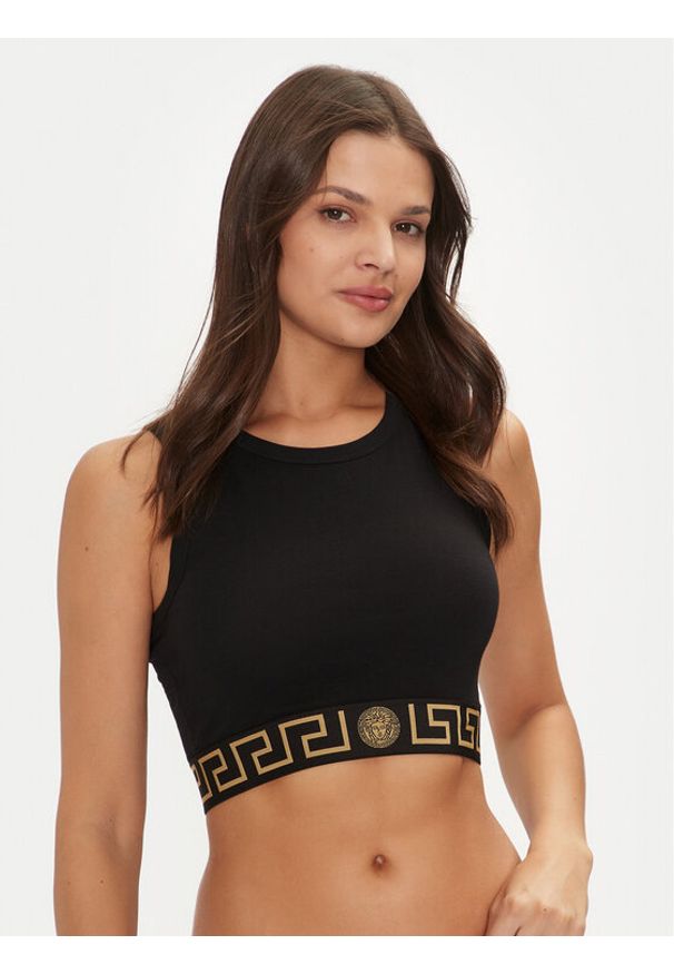 VERSACE - Versace Biustonosz top 1008598 1A10011 Czarny Slim Fit. Kolor: czarny. Materiał: bawełna