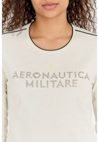Aeronautica Militare - AERONAUTICA MILITARE Longsleeve damski kremowy z logo wykonanym z dżetów. Kolor: kremowy. Materiał: bawełna. Długość rękawa: długi rękaw #5