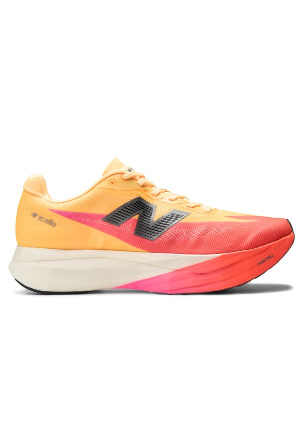 Buty męskie New Balance FuelCell SC Elite V5 MRCEL3UD – pomarańczowe. Kolor: pomarańczowy. Materiał: syntetyk, materiał. Szerokość cholewki: normalna. Sport: fitness, bieganie